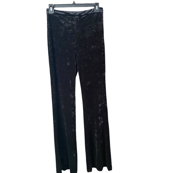 Zara Crushed Velvet Bell Bottoms women’s Black Retro Goth Hippie Pants XS - Picture 1 of 14
